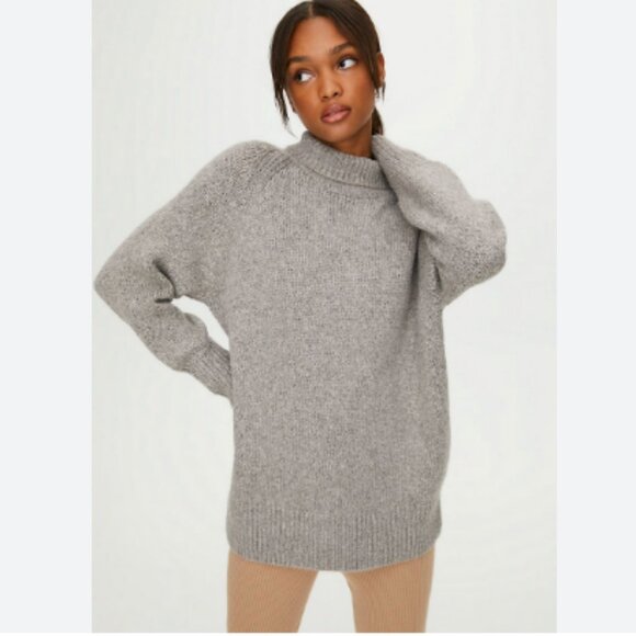 Aritzia Babaton Alpaca DAY OFF TURTLENECK Sweater Grey - Picture 6 of 11